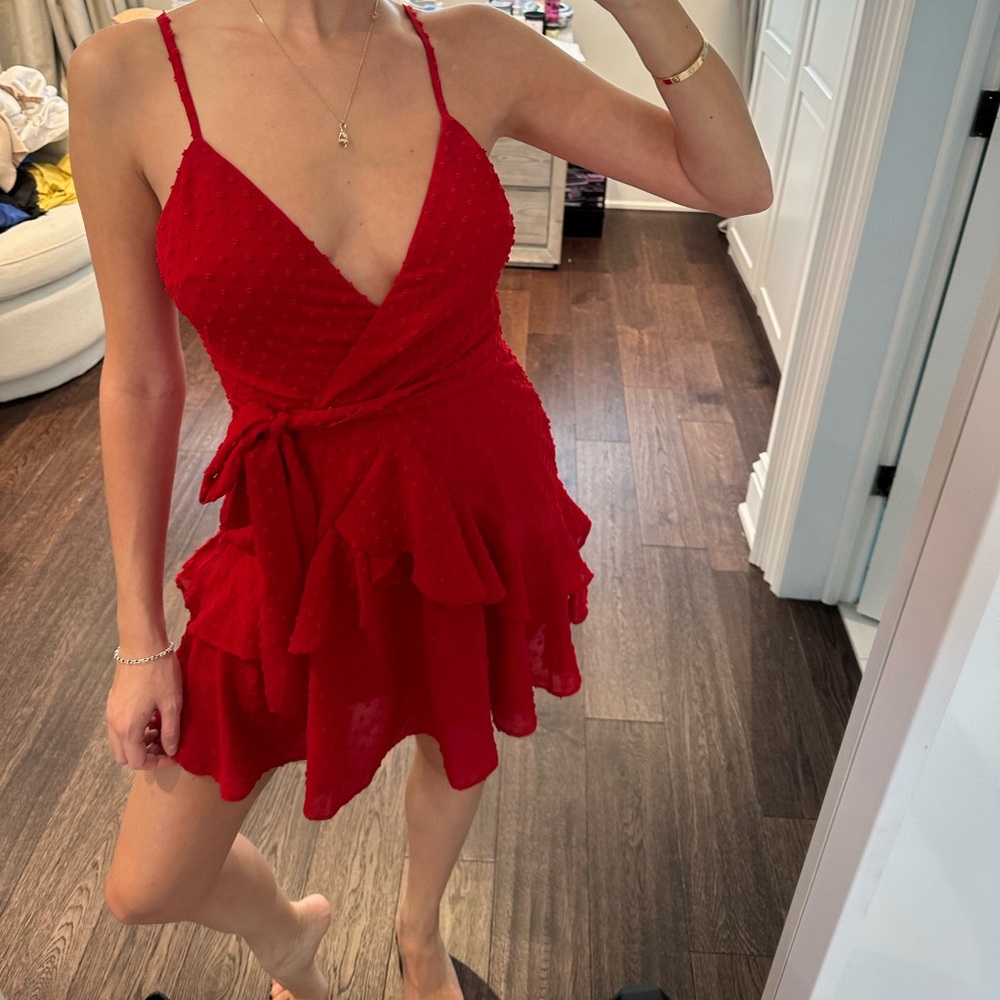 Meshki mini red dress with frills